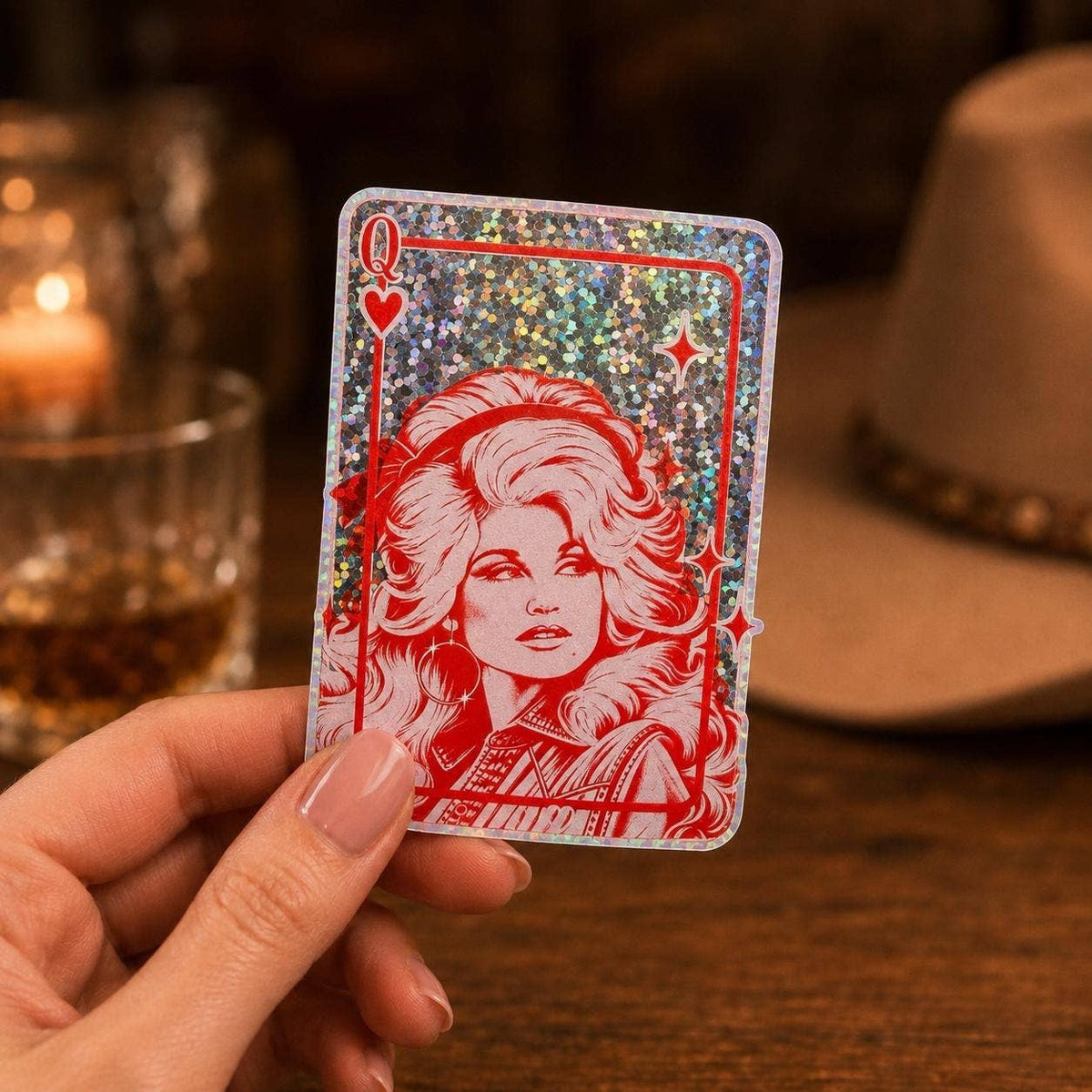Dolly Parton Queen of Hearts Glitter Sticker