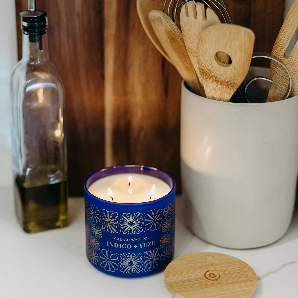 Indigo + Yuzu - 3 Wick Clear Glass Tumbler Soy Candle