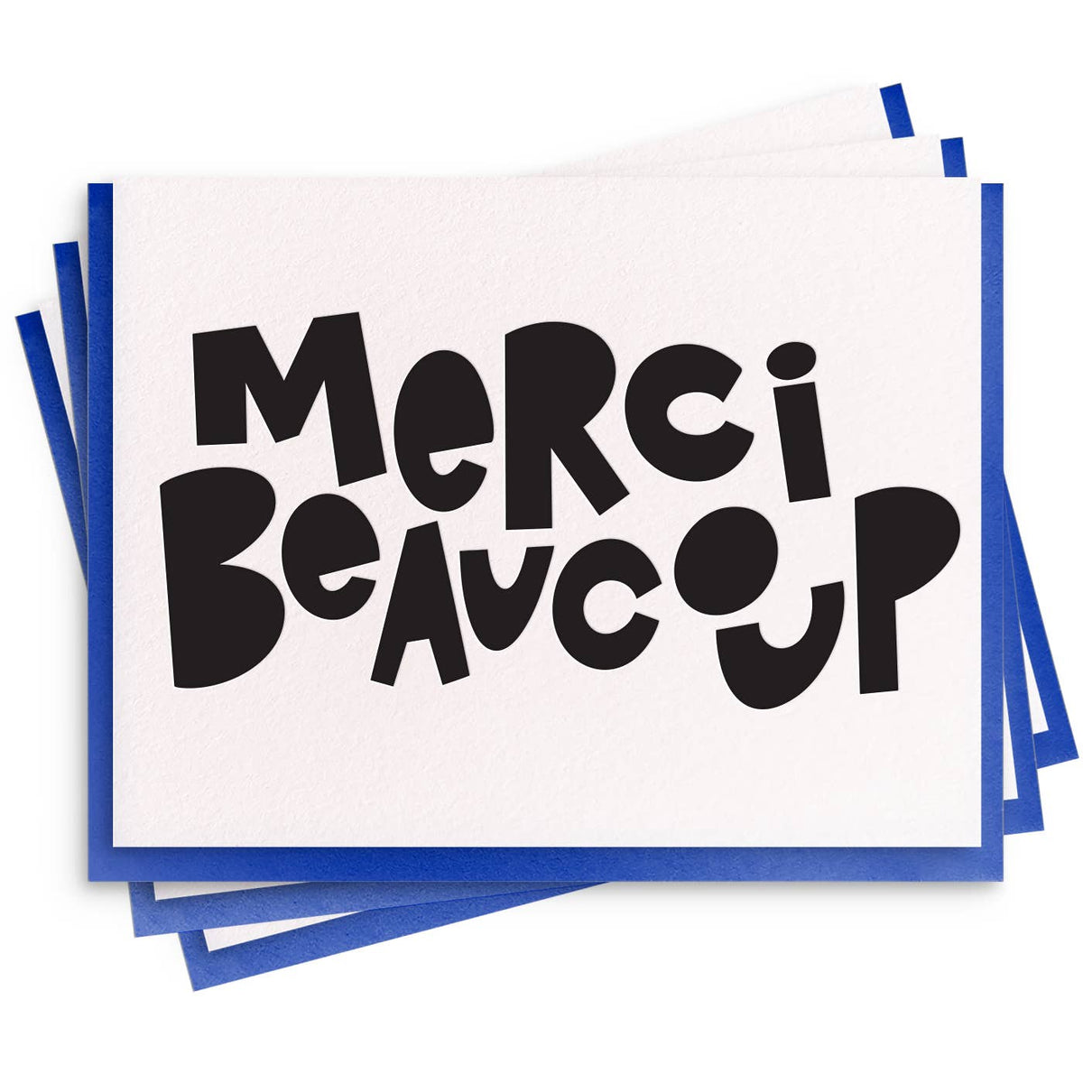 Merci Beaucoup - Set Of 6 Letterpress Thank You  Cards