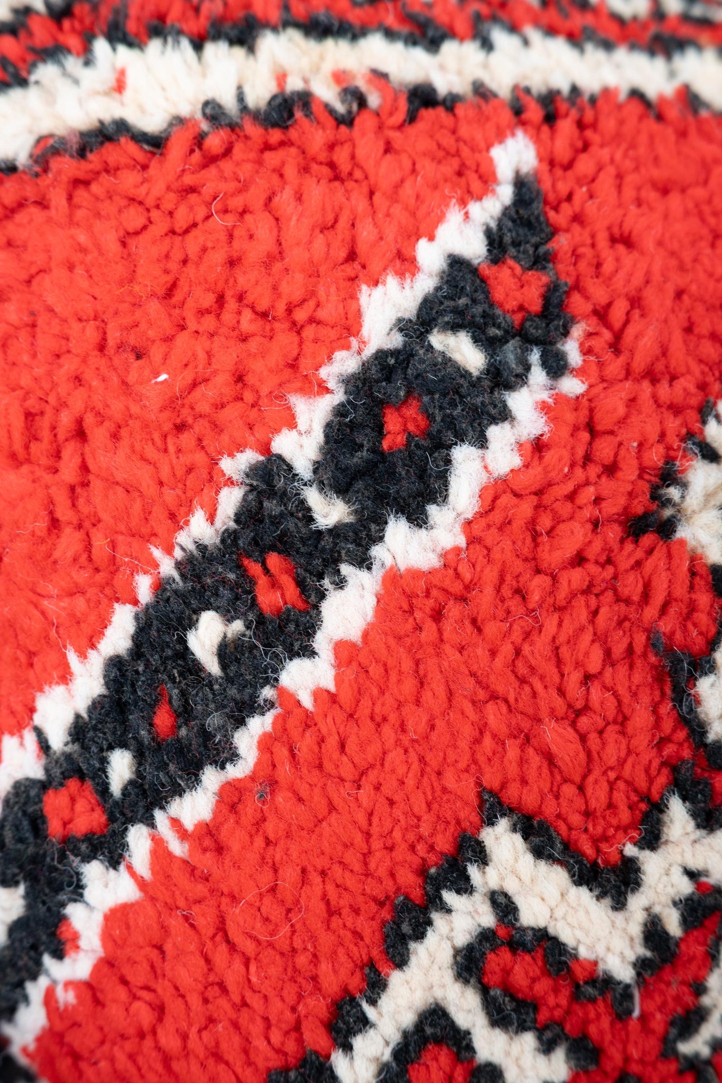Red Moroccan Diamond Pillow | Geometric Boho Cushion Cover | Upcycled Wool Rug