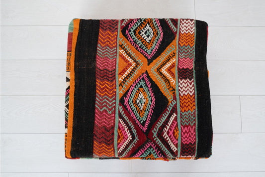 Handmade Moroccan Wool Pouf Floor Cushion Boho Ottoman Pet Bed and Meditation Seat