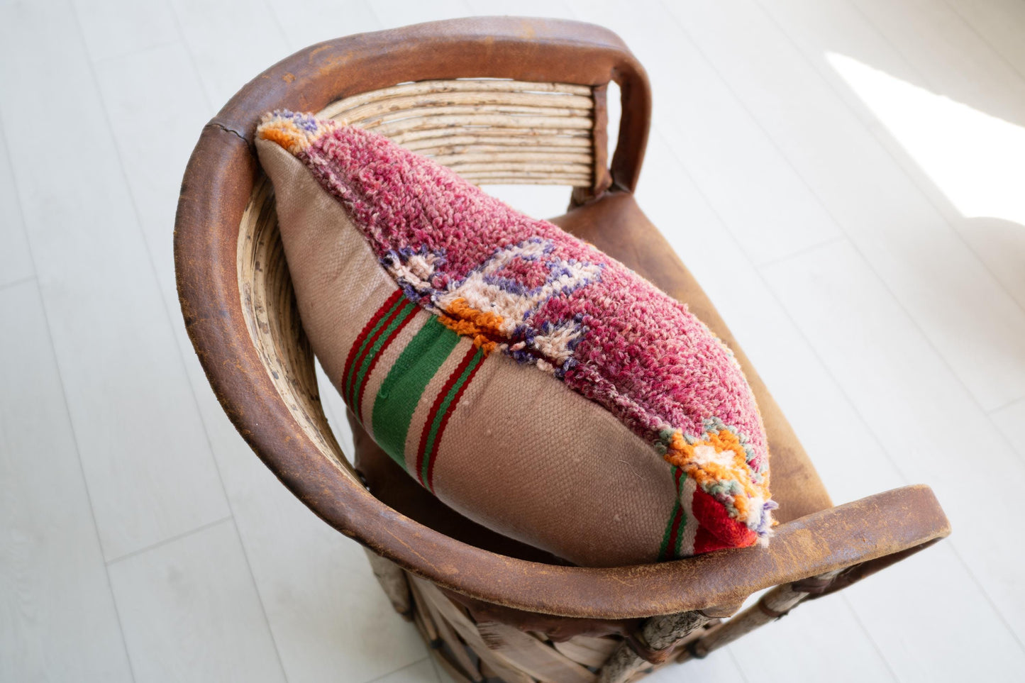 Handmade Moroccan Pillow Cover | Upcycled Rug Cushion | Boho Eclectic Decor | Maximalist