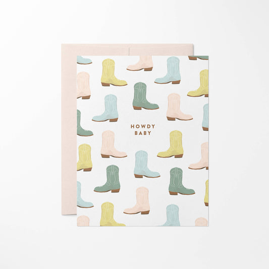 Howdy Baby Cowboy Boots, Western Baby Card