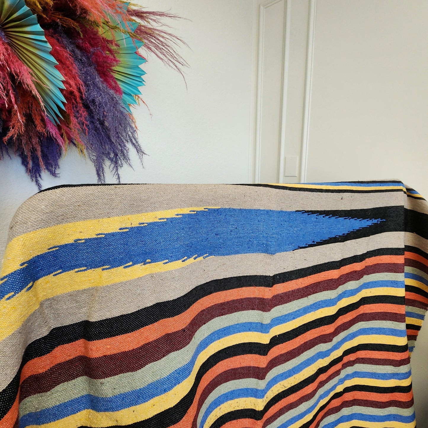 Moroccan Handwoven Cotton Blanket: Authentic Artisan Coverlet for Bedroom, Sofa, and Home Decor