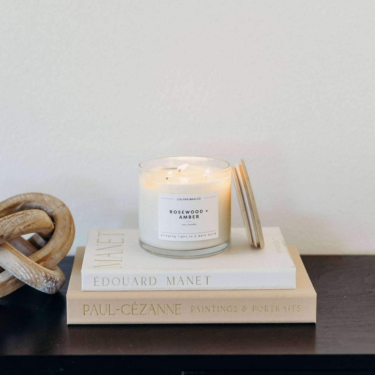 Rosewood + Amber - 3 Wick Clear Glass Tumbler Soy Candle