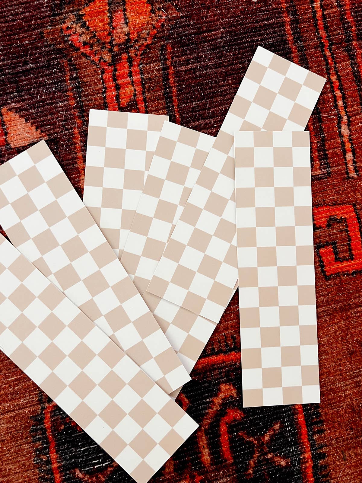 Checkered Bookmark - Tan and White