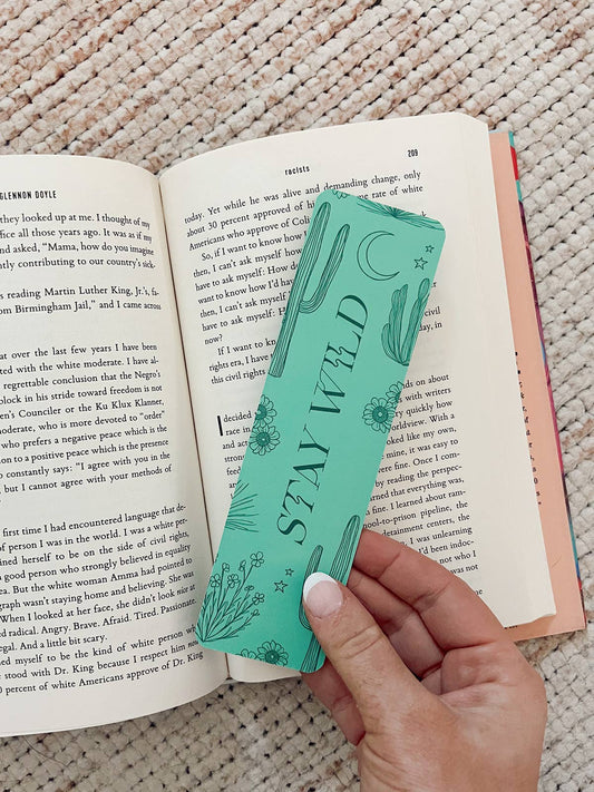 Stay Wild Bookmark (Teal Cactus)
