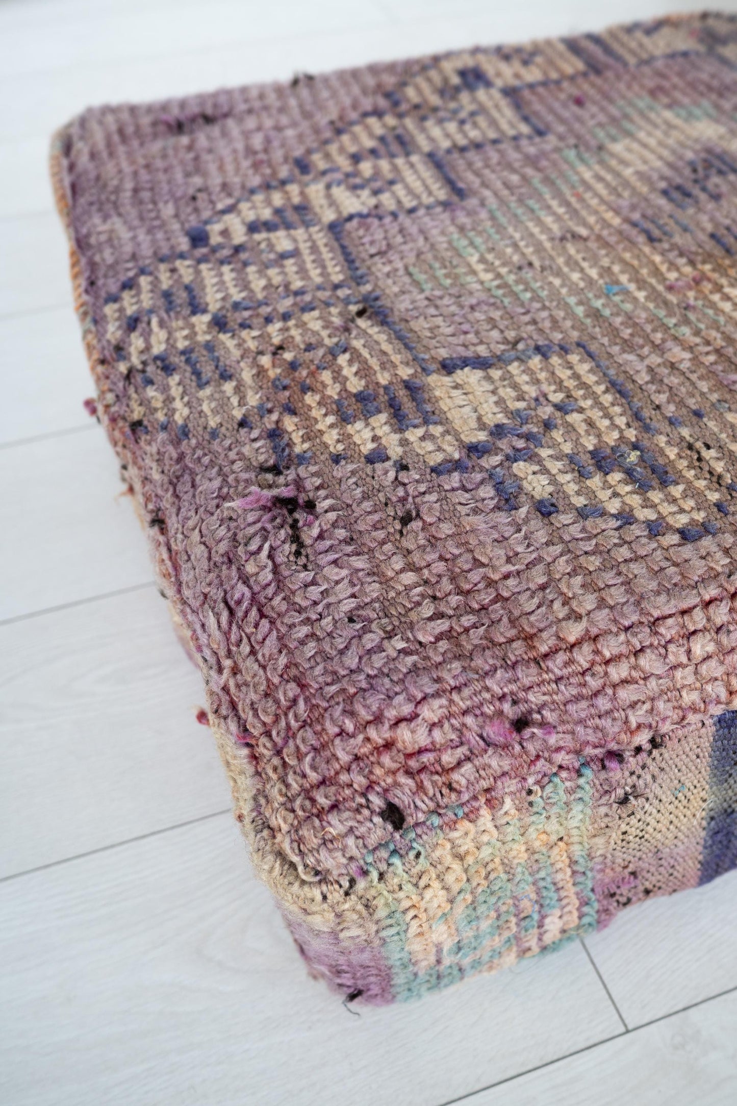 Handmade Moroccan Wool Pouf Floor Cushion Boho Ottoman Pet Bed and Meditation Seat