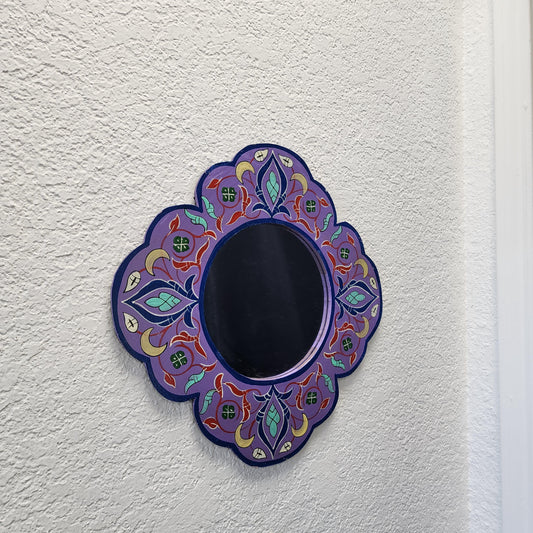 Vintage Handpainted Moroccan Mirror - Unique Decorative Wall Art for Bohemian Home Decor