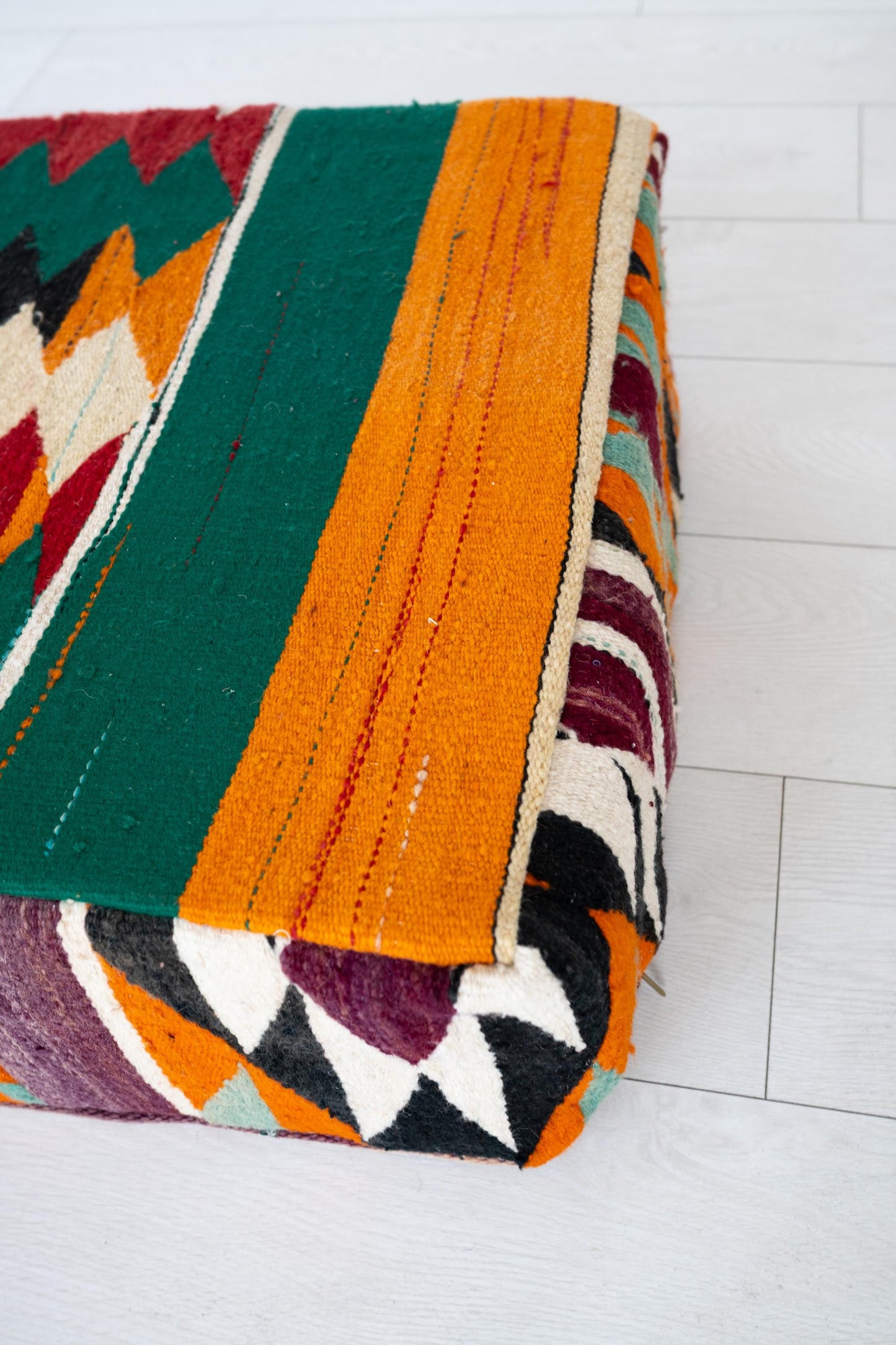 Handmade Moroccan Wool Pouf Floor Cushion Boho Ottoman Pet Bed and Meditation Seat