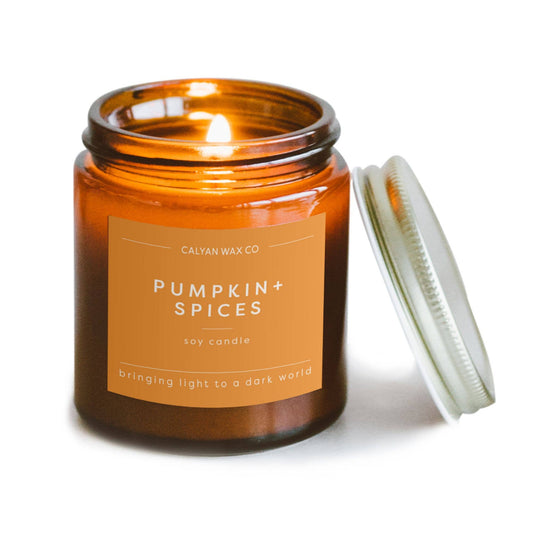 Pumpkin + Spices - Mini Amber Jar Soy Candle