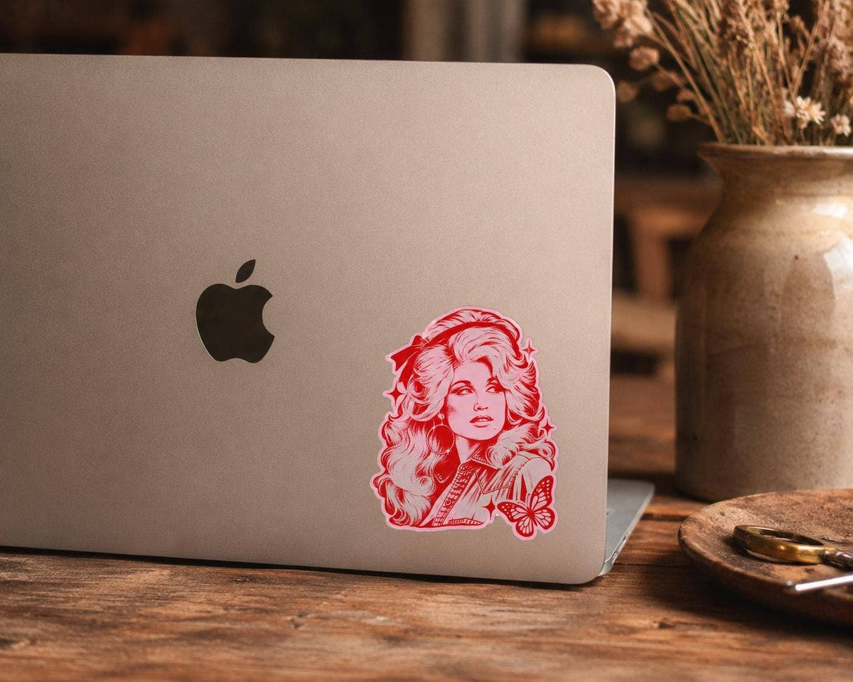 Dolly Parton Pink Retro Country Music Vinyl Sticke
