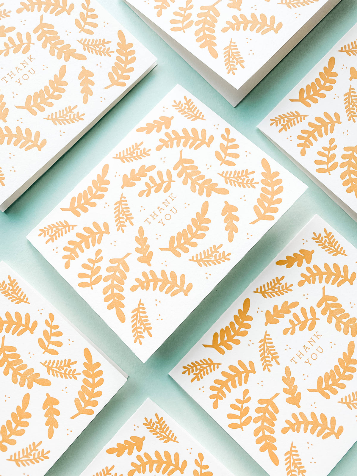 Thank You Floral - Set Of 6 Letterpress Thank You  Cards