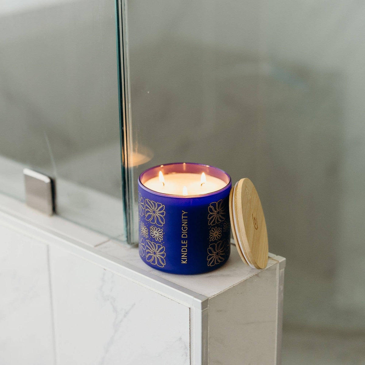 Indigo + Yuzu - 3 Wick Clear Glass Tumbler Soy Candle