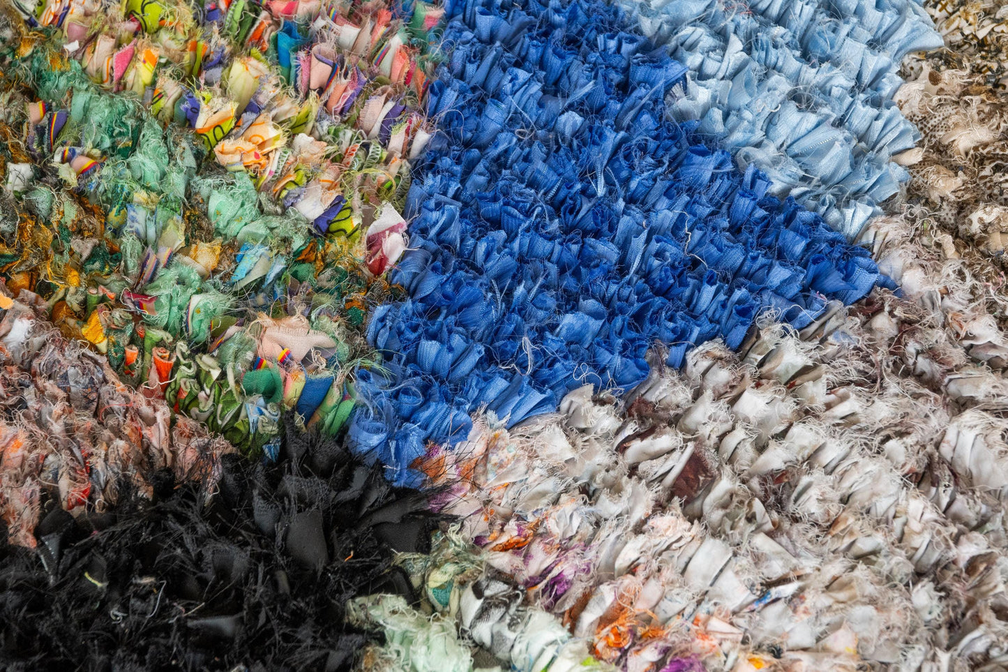 Vibrant Moroccan Boucherouite Accent Rug: Handwoven Bohemian Floor Art for Eclectic Home Decor