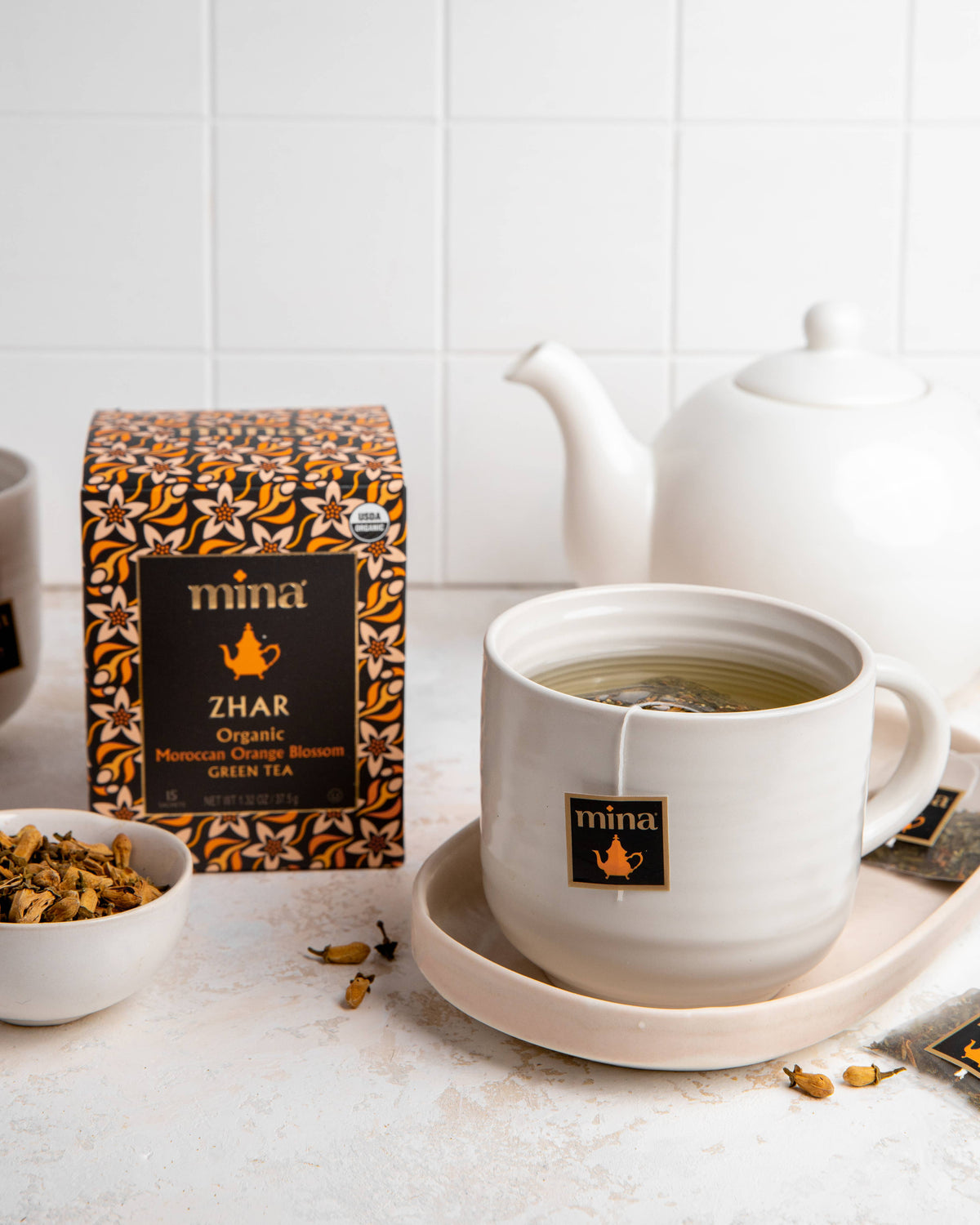 15ct Zhar Organic Moroccan Orange Blossom Green Tea