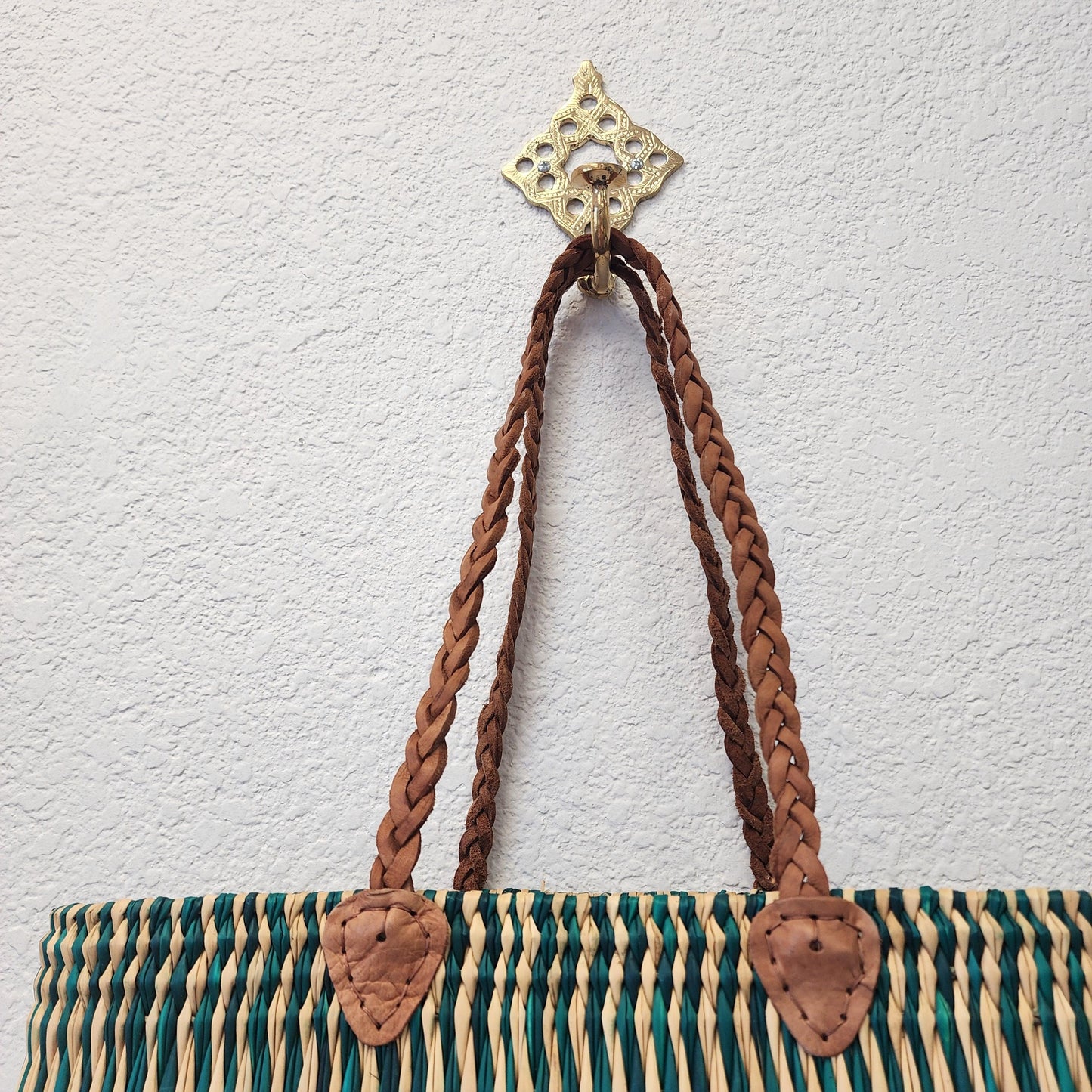 Vibrant Handwoven Moroccan Reed Basket - Essaouira Crafted Farmers Market Tote - African Shopping Carrier