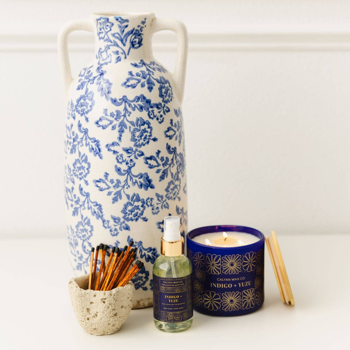Indigo + Yuzu - 3 Wick Clear Glass Tumbler Soy Candle