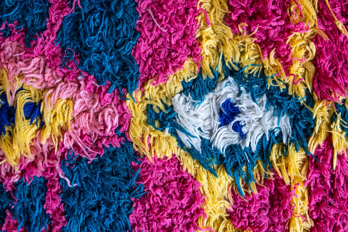 Vibrant Square Moroccan Boucherite Rug: Eclectic Home Decor, Artisan-Made, Sustainable Conversation Piece