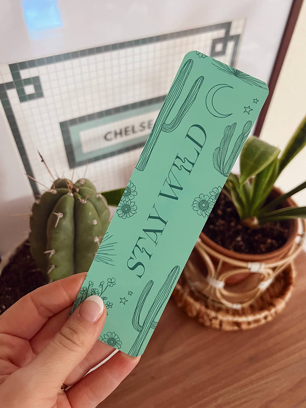 Stay Wild Bookmark (Teal Cactus)
