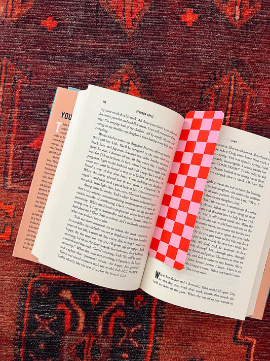 Checkered Bookmark - Red and Pink
