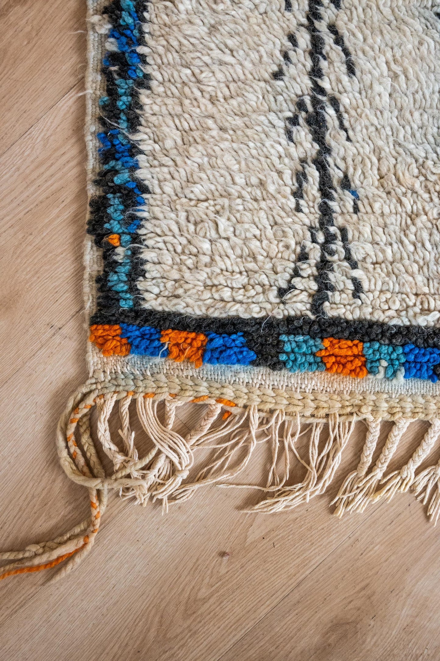 Authentic Moroccan Azilal Rug: Handwoven Geometric Bohemian Carpet for Home Decor