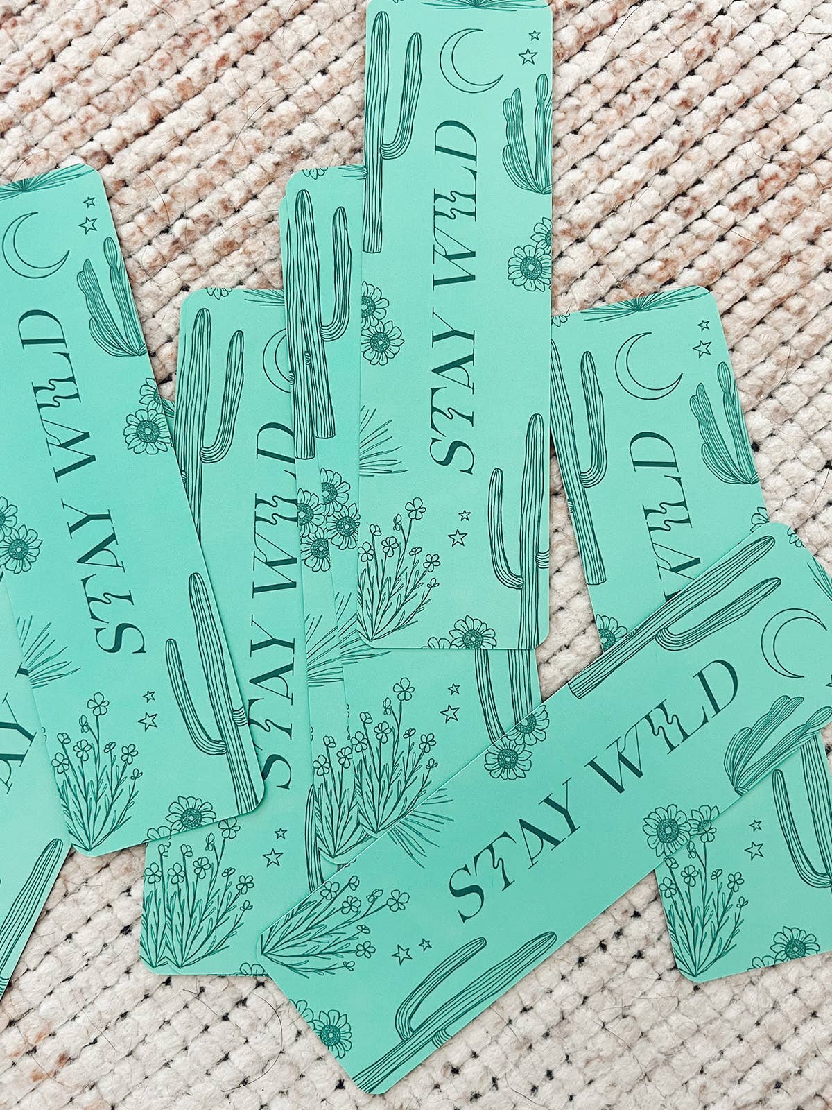 Stay Wild Bookmark (Teal Cactus)
