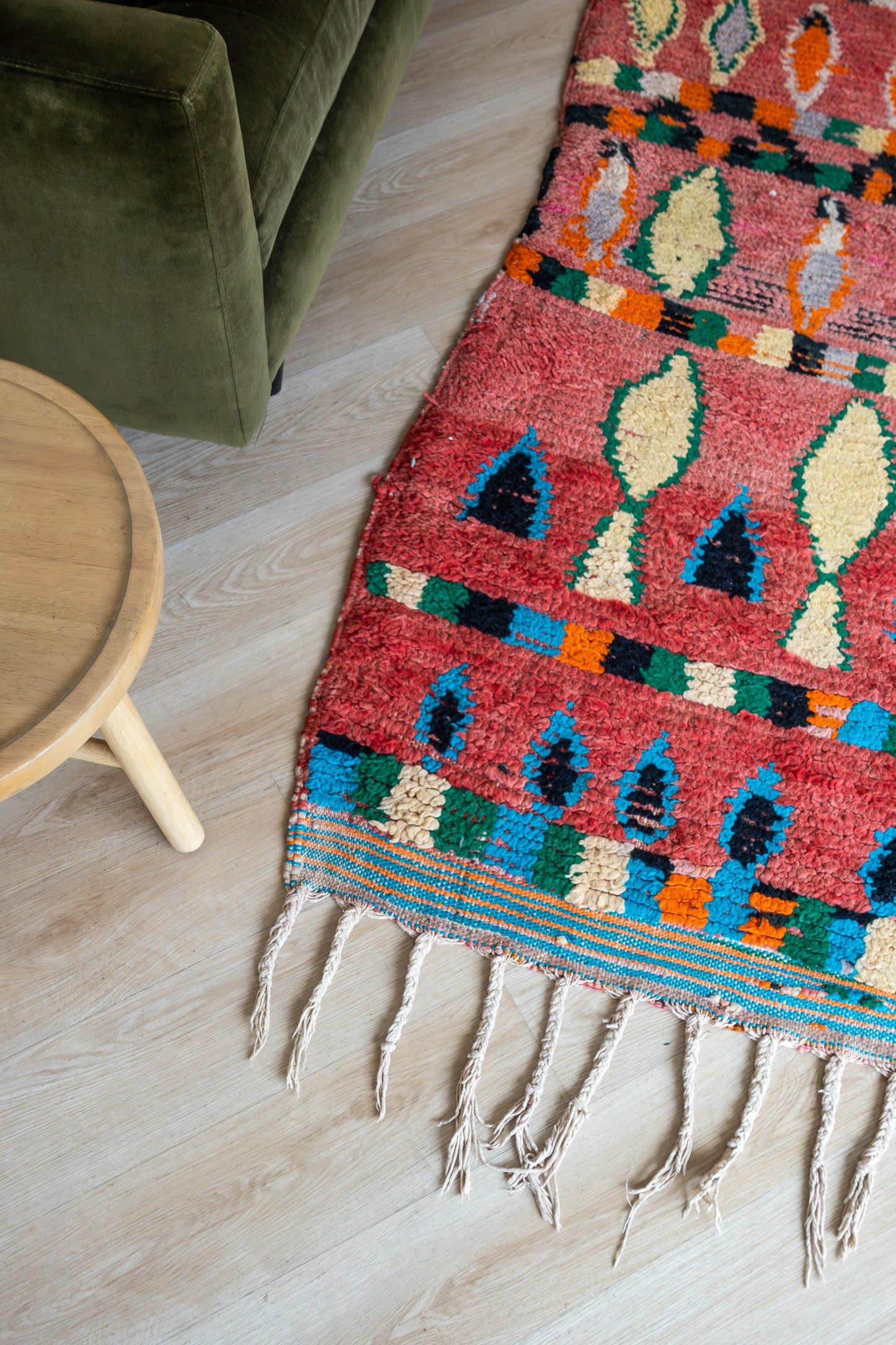 Vibrant Moroccan Runner: Eclectic Home Decor, Artisan-Made Geometric Pattern for Contemporary Interiors