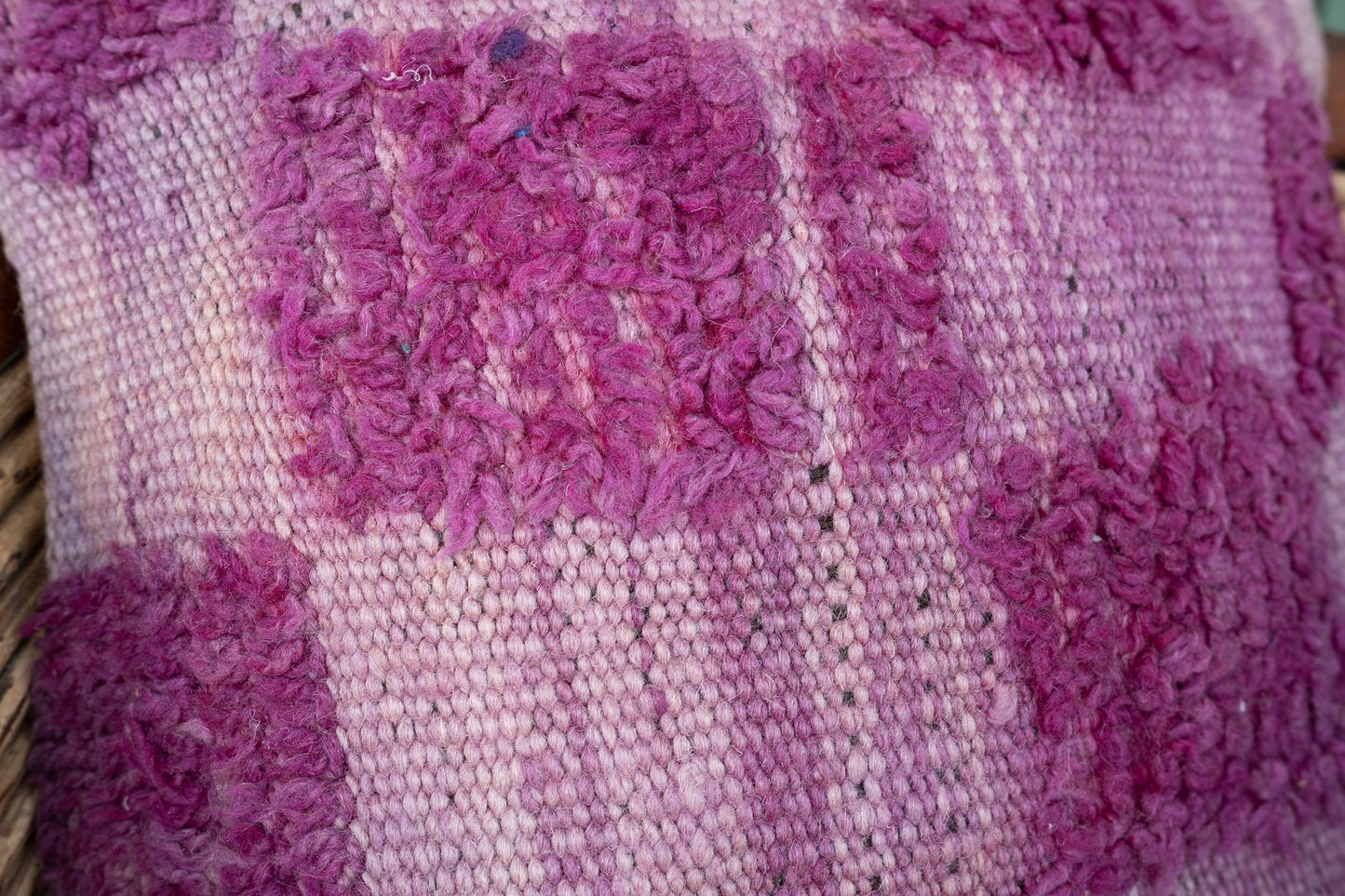Purple Moroccan Pillow | Textured Wool Cushion Cover | Upcycled Berber Rug Accent