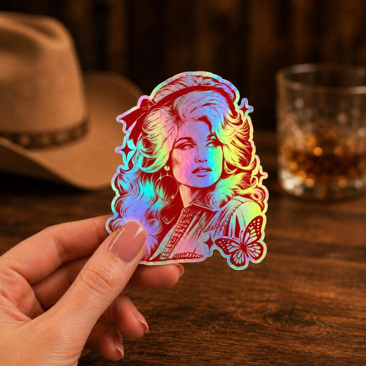 Dolly Parton Pink Retro Country Music Vinyl Sticke