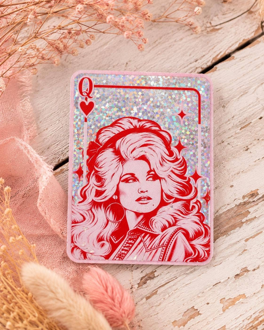 Dolly Parton Queen of Hearts Glitter Sticker