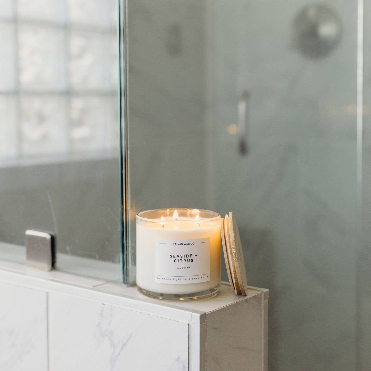 Seaside + Citrus - 3 Wick Clear Glass Tumbler Soy Candle