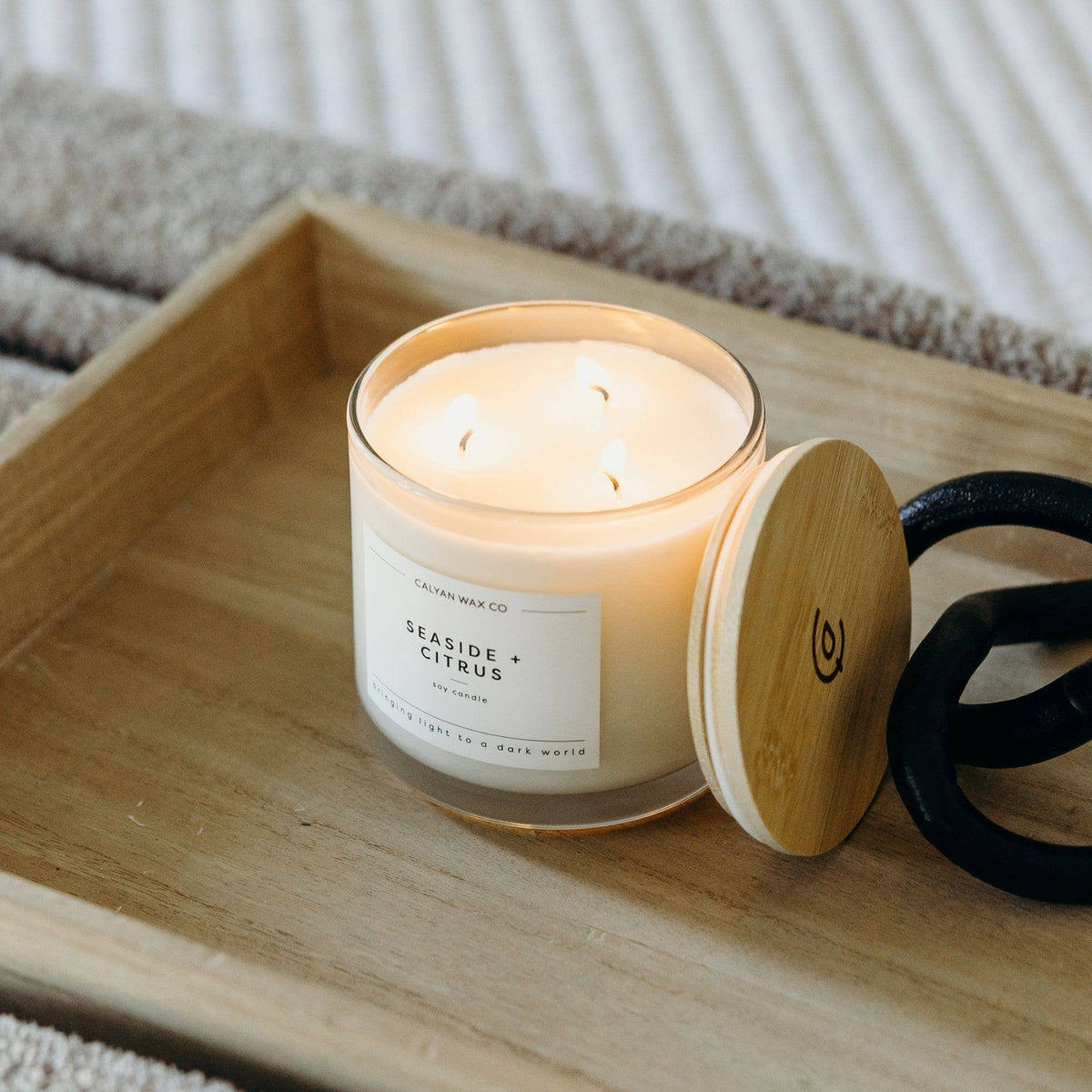 Seaside + Citrus - 3 Wick Clear Glass Tumbler Soy Candle
