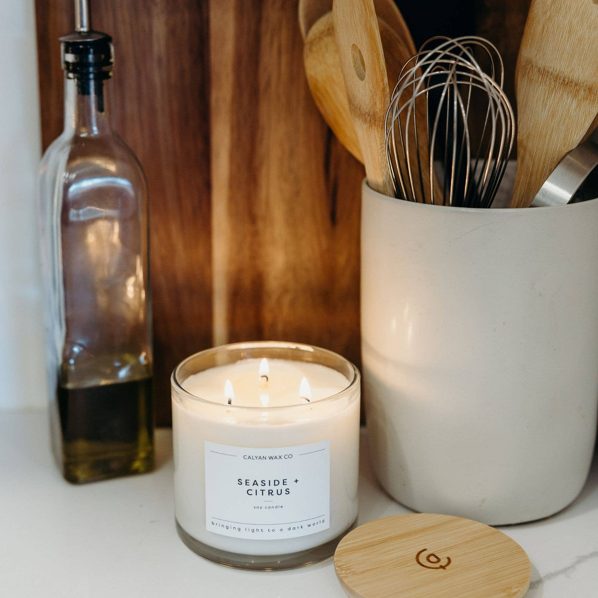 Seaside + Citrus - 3 Wick Clear Glass Tumbler Soy Candle