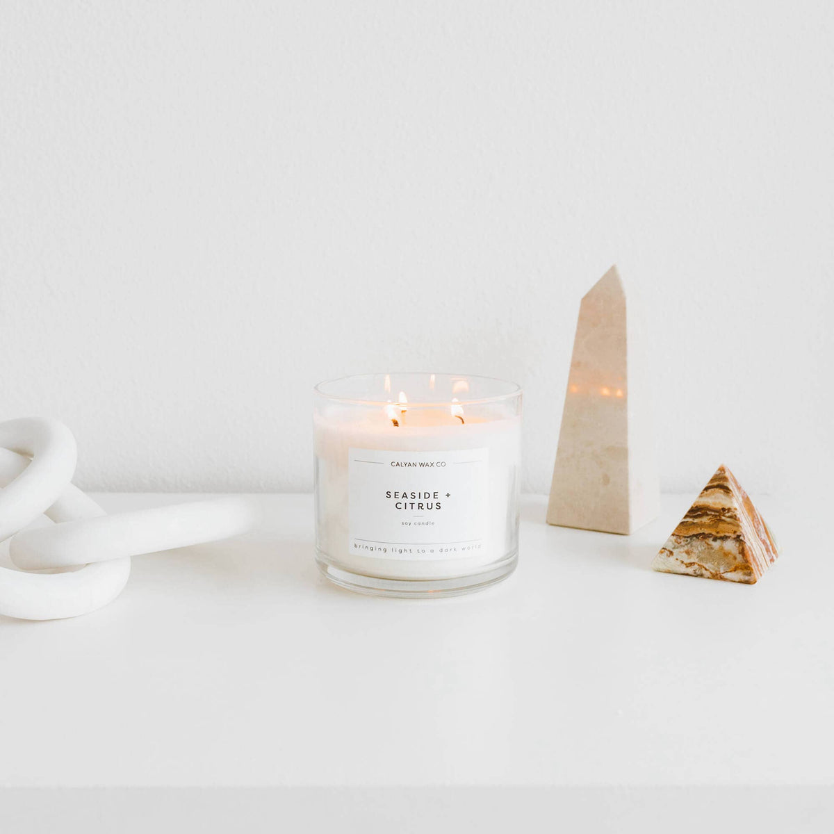 Seaside + Citrus - 3 Wick Clear Glass Tumbler Soy Candle