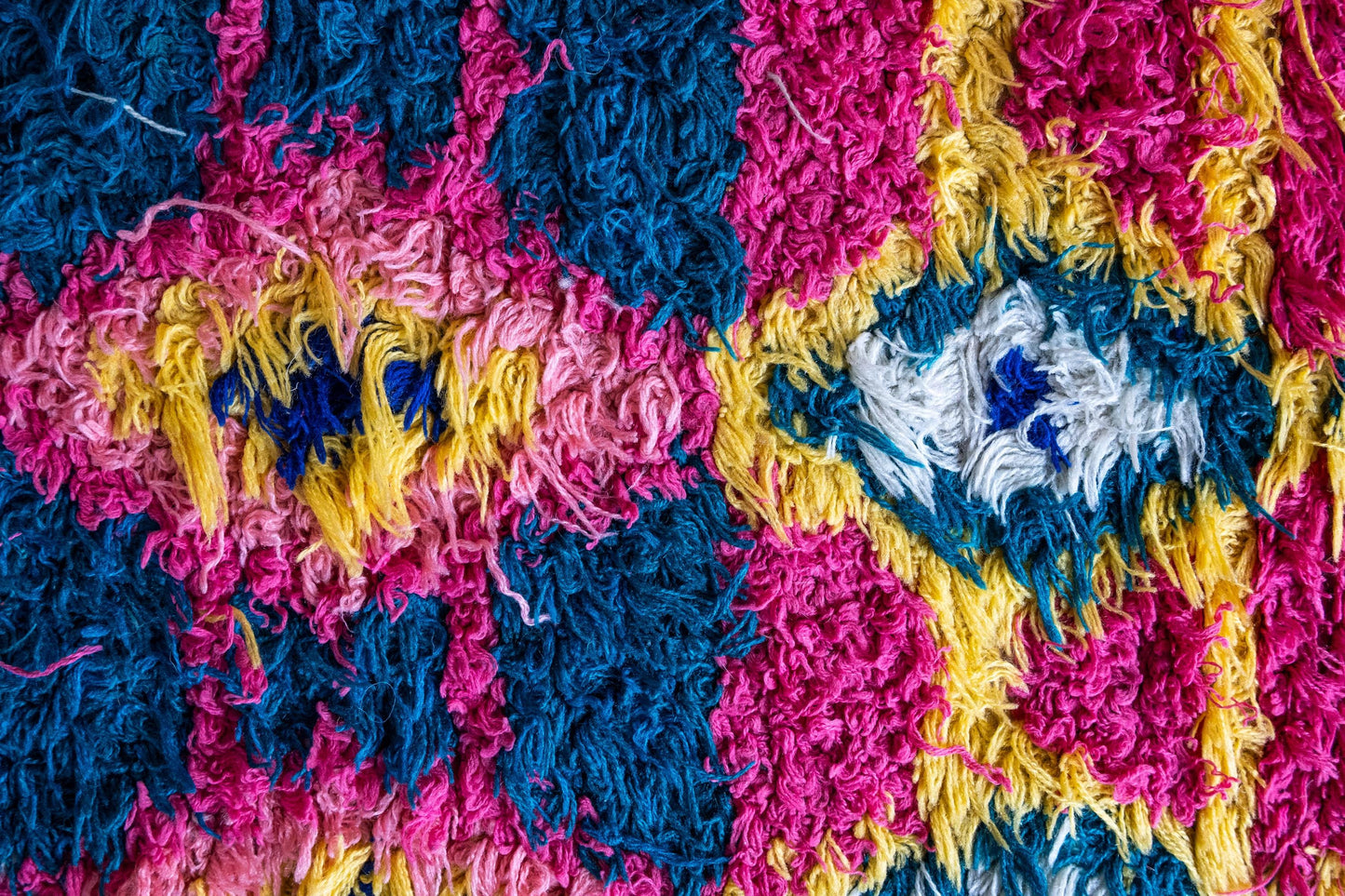 Vibrant Square Moroccan Boucherite Rug: Eclectic Home Decor, Artisan-Made, Sustainable Conversation Piece