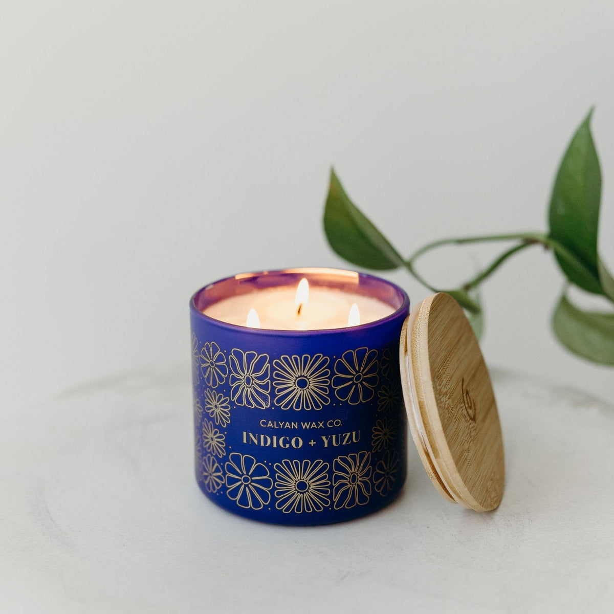 Indigo + Yuzu - 3 Wick Clear Glass Tumbler Soy Candle