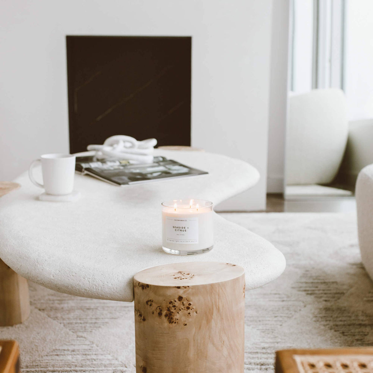 Seaside + Citrus - 3 Wick Clear Glass Tumbler Soy Candle