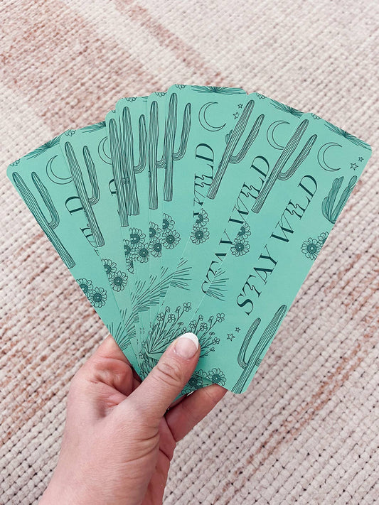 Stay Wild Bookmark (Teal Cactus)