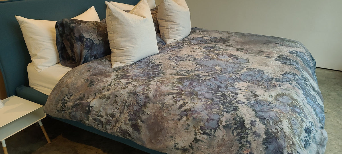 Raven Tie Dye Duvet Cover: Boho Cotton Bedding Set for Twin XL, Full, Queen, King | Dorm Sheets