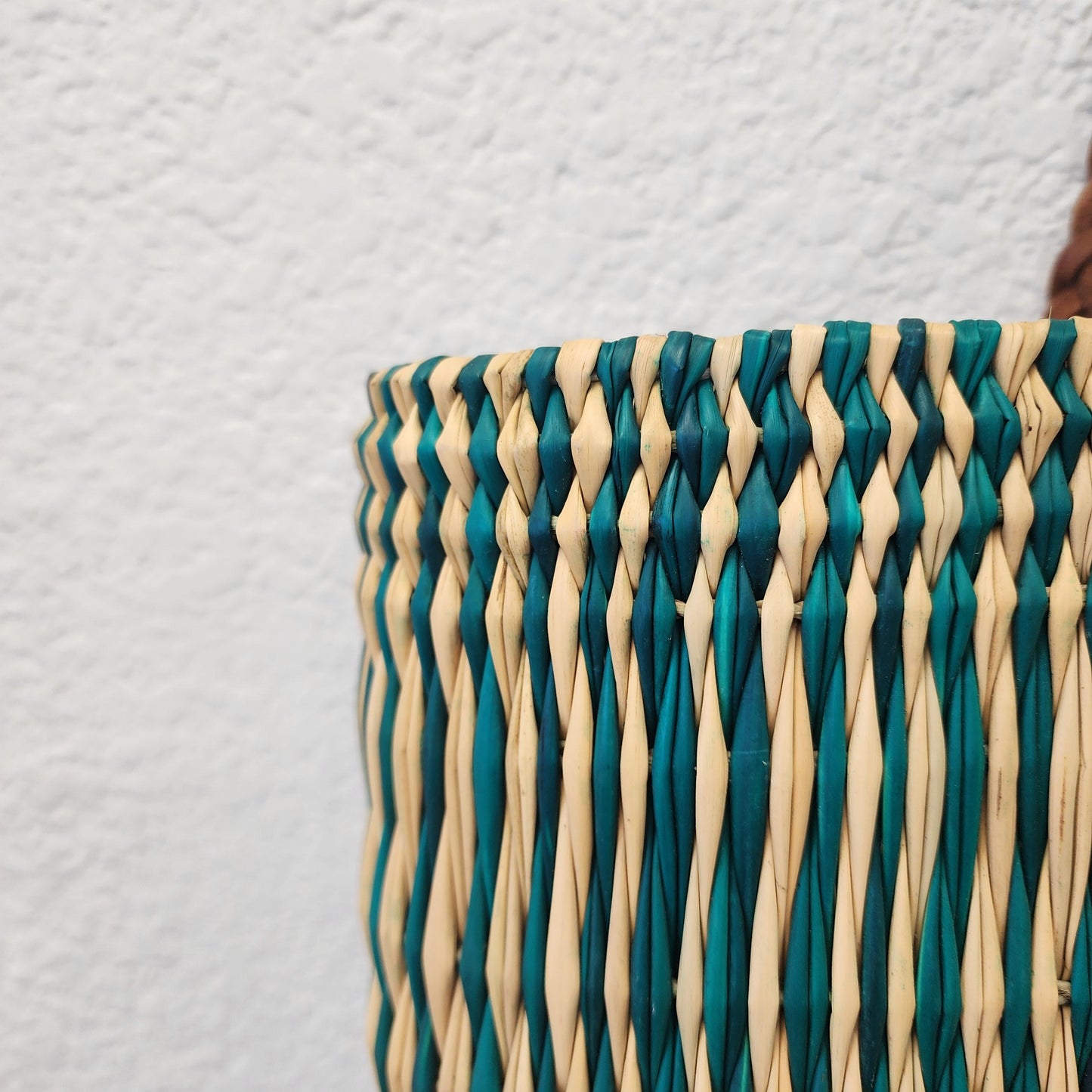 Vibrant Handwoven Moroccan Reed Basket - Essaouira Crafted Farmers Market Tote - African Shopping Carrier