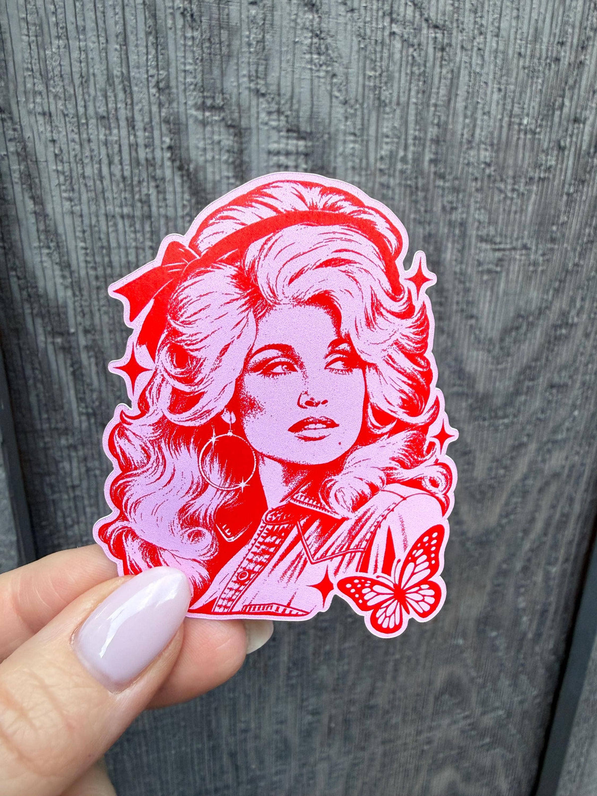 Dolly Parton Pink Retro Country Music Vinyl Sticke