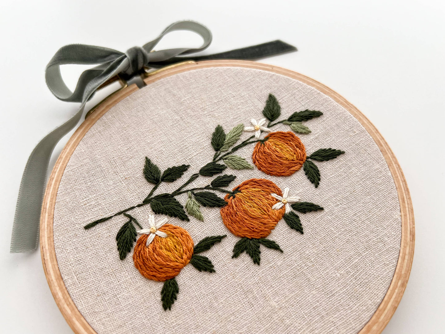 Orange Branch Embroidery DIY Kit