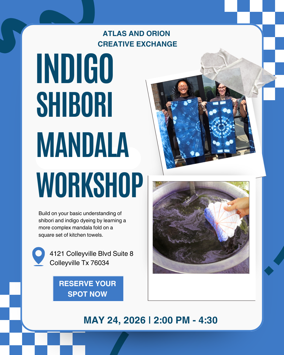 Indigo Shibori Mandala - An intermediate Indigo Dye Workshop