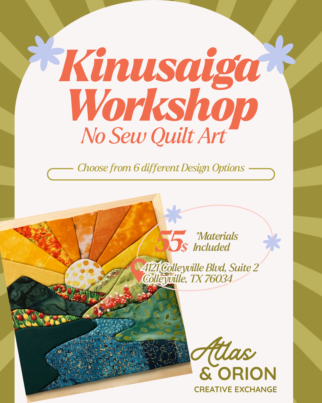 Kinusaiga Workshop - No Sew Quilted Artwork