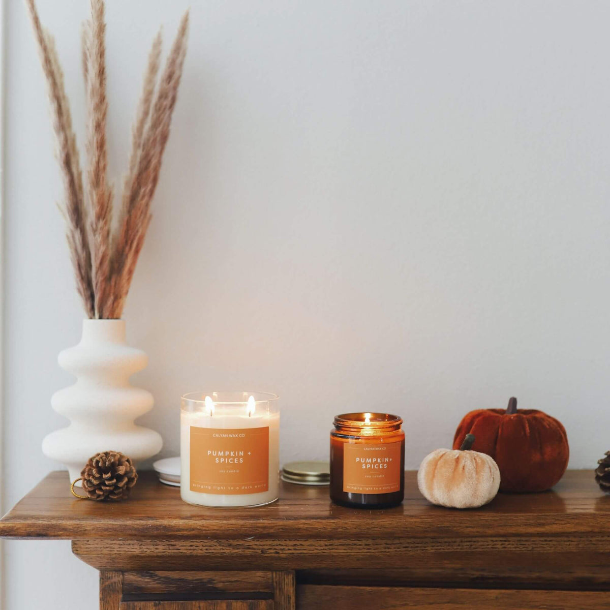 Pumpkin + Spices - Mini Amber Jar Soy Candle