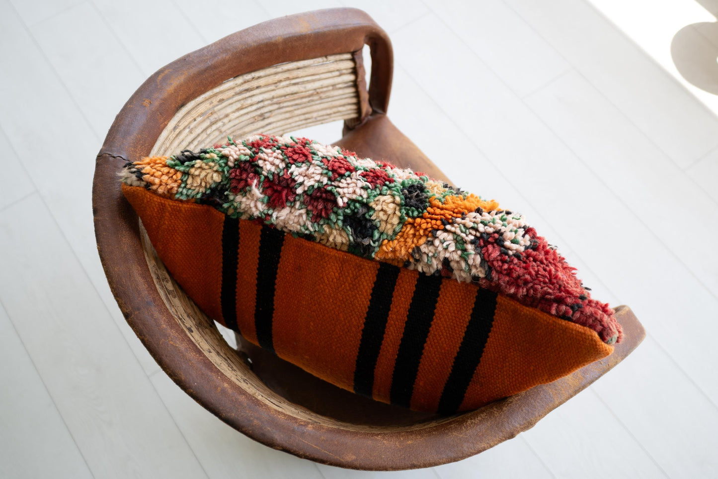 Handmade Moroccan Pillow Cover | Upcycled Rug Cushion | Boho Eclectic Decor | Maximalist
