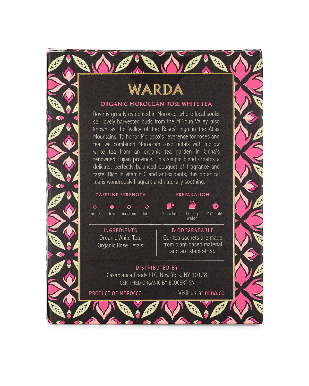 15 ct Warda Organic Moroccan Rose White Tea