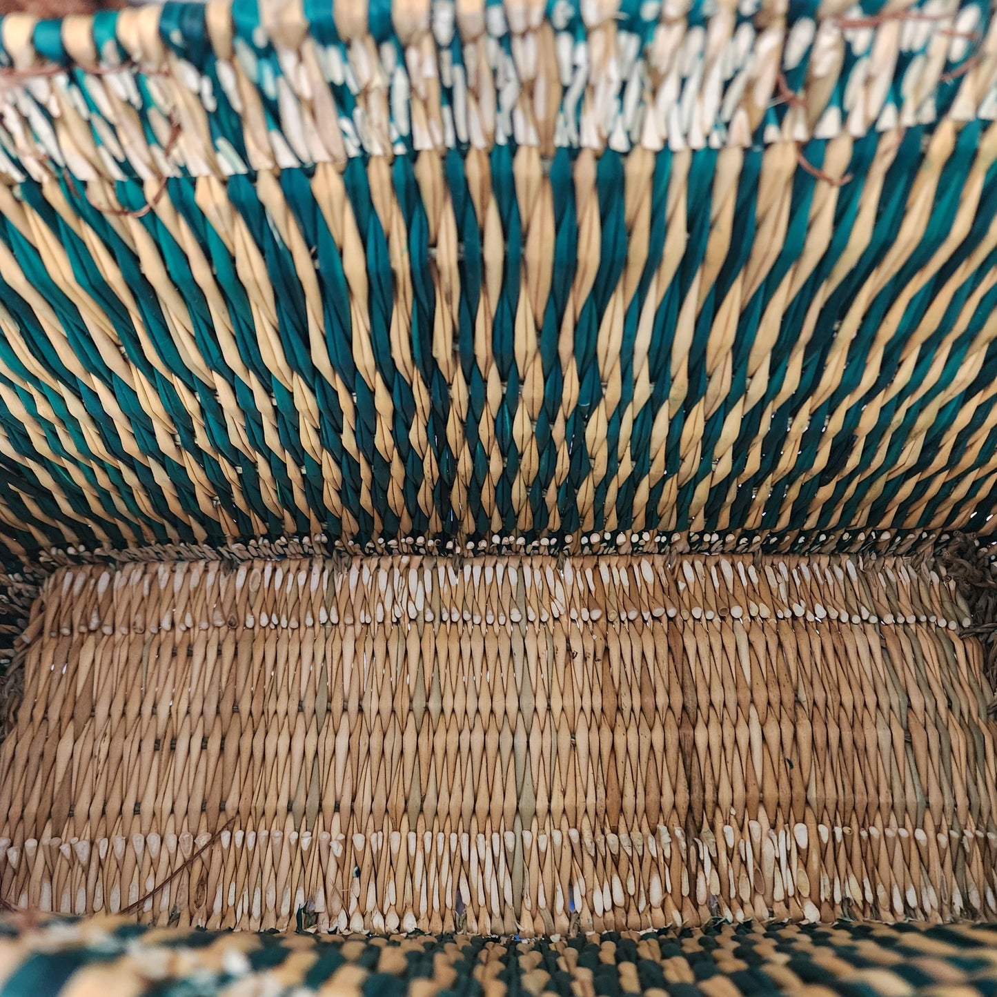 Vibrant Handwoven Moroccan Reed Basket - Essaouira Crafted Farmers Market Tote - African Shopping Carrier