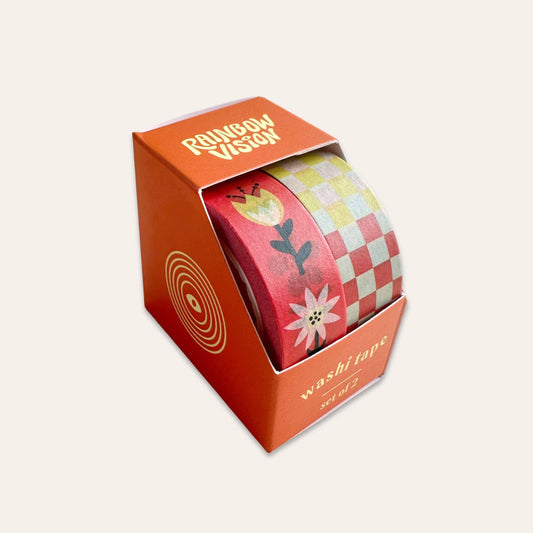 Folk Flowers & Checkers Washi Tape